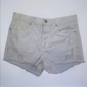 Women's Distressed White Denim Shorts